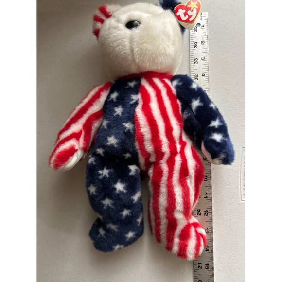 Ty Beanie Babies 1999 Spangle Bear Gibson Righty Donkey Patriotic Plush Bundle - Picture 5 of 10